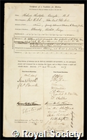 Carrington, Richard Christopher: certificate of election to the Royal Society