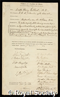 Gilbert, Sir Joseph Henry: certificate of election to the Royal Society