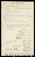Key, Thomas Hewitt: certificate of election to the Royal Society