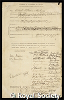 Mylne, Robert William: certificate of election to the Royal Society
