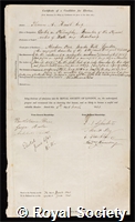 Hirst, Thomas Archer: certificate of election to the Royal Society