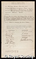 Mueller, Sir Ferdinand Jacob Heinrich: certificate of election to the Royal Society