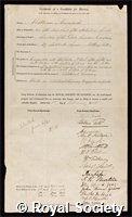 Newmarch, William: certificate of election to the Royal Society
