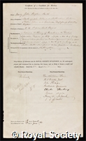 Smith, Henry John Stephen: certificate of election to the Royal Society