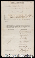 Bristow, Henry William: certificate of election to the Royal Society