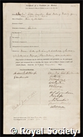 Hook, Walter Farquhar: certificate of election to the Royal Society