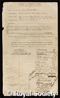 Eardley-Wilmot, Frederick Marow: certificate of election to the Royal Society