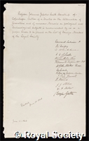 Steenstrup, Johannes Japetus Smith: certificate of election to the Royal Society