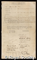 Ellis, Alexander John: certificate of election to the Royal Society
