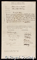 Smythe, William James: certificate of election to the Royal Society