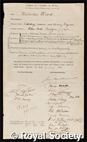 Wood, Nicholas: certificate of election to the Royal Society