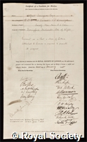 Tennyson, Alfred, 1st Baron Tennyson: certificate of election to the Royal Society