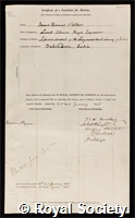 Walker, James Thomas: certificate of election to the Royal Society