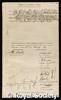 Bucknill, Sir John Charles: certificate of election to the Royal Society