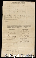 Russell, William Henry Leighton: certificate of election to the Royal Society