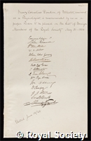 Donders, Franz Cornelius: certificate of election to the Royal Society