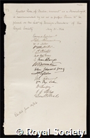 Rose, Gustav: certificate of election to the Royal Society