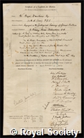 Dawkins, Sir William Boyd: certificate of election to the Royal Society
