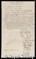 Gunther, Albert Charles Lewis Gotthilf: certificate of election to the Royal Society