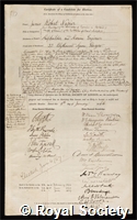Napier, James Robert: certificate of election to the Royal Society