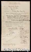 Bastian, Henry Charlton: certificate of election to the Royal Society