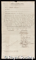 Griess, John Peter: certificate of election to the Royal Society