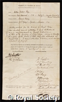 Key, Sir Astley Cooper: certificate of election to the Royal Society