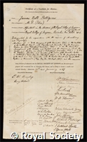 Pettigrew, James Bell: certificate of election to the Royal Society