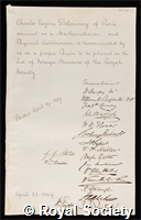 Delaunay, Charles Eugene: certificate of election to the Royal Society