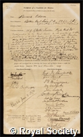 Osborn, Sherard: certificate of election to the Royal Society