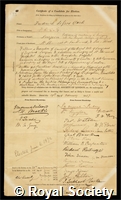 Gros Clark, Frederick Le: certificate of election to the Royal Society