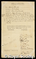 Hincks, Thomas: certificate of election to the Royal Society