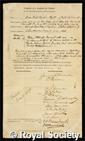 Royston-Pigott, George West: certificate of election to the Royal Society