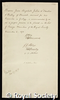 Omalius d'Halloy, Jean Baptiste Julien d': certificate of election to the Royal Society