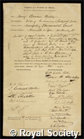 Brady, Henry Bowman: certificate of election to the Royal Society