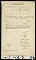 Clifford, William Kingdon: certificate of election to the Royal Society