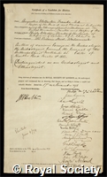 Franks, Sir Augustus Wollaston: certificate of election to the Royal Society