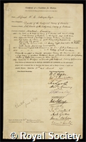 Selwyn, Alfred Richard Cecil: certificate of election to the Royal Society