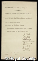 Forster, William Edward: certificate of election to the Royal Society