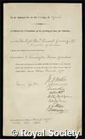 Gurney, Russell: certificate of election to the Royal Society