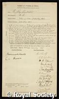 Lankester, Sir Edwin Ray: certificate of election to the Royal Society