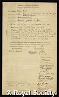 Newall, Robert Stirling: certificate of election to the Royal Society
