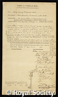 Scott, Henry Young Darracott: certificate of election to the Royal Society