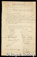 Dewar, Sir James: certificate of election to the Royal Society