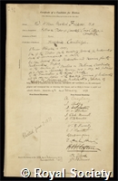 Ferrers, Norman Macleod: certificate of election to the Royal Society