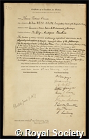 Fraser, Sir Thomas Richard: certificate of election to the Royal Society