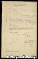 Hodgson, Brian Houghton: certificate of election to the Royal Society