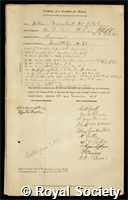 McIntos, William Carmichael: certificate of election to the Royal Society