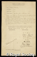 McLachlan, Robert: certificate of election to the Royal Society