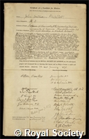 Mallet, John William: certificate of election to the Royal Society